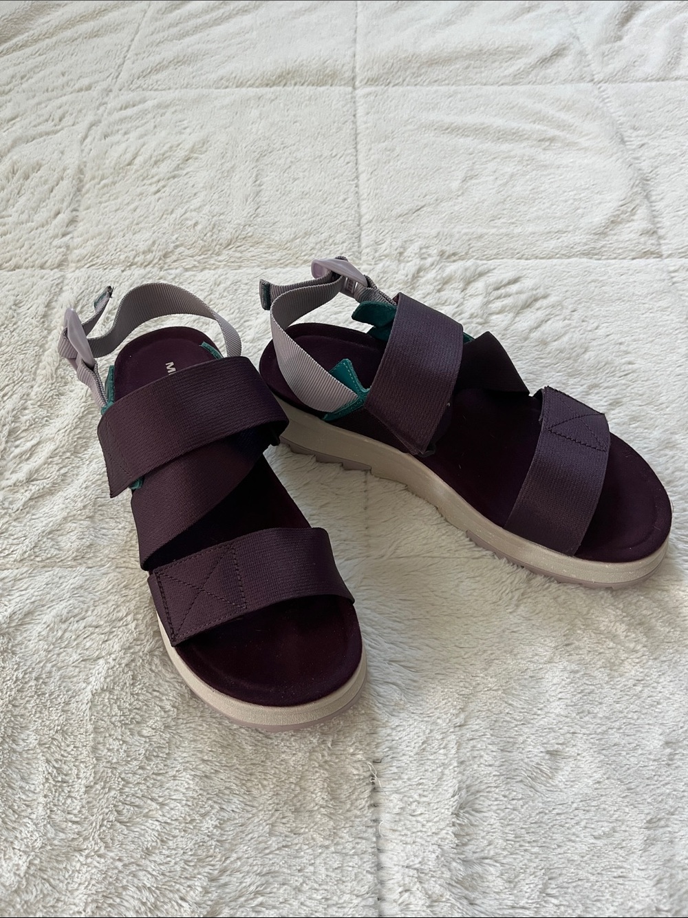 Merrell Women's Plum and Teal Strappy Platform Sandals